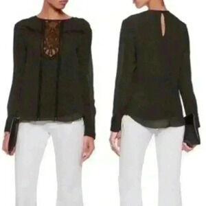 A.L.C. Black/White Polka Dot 100% Silk Jerry Blouse Size 4-Excellent Used Cond